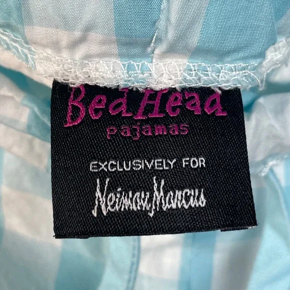 BedHead Pajamas Exclusive Neiman Marcus Blue Gingham Pajama Pants Women's Large - Picture 4 of 8